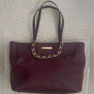 Michael Kors Deep Burgundy Tote with Gold Chain